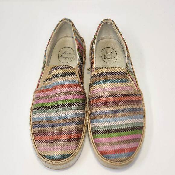 Jack Rogers Tucker Slip On Sneaker Loafer Women Size 7.5 M Stripe Jute Casual - Picture 2 of 8